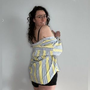 Ralph Lauren The Big Oxford Yellow and Blue Stripe Button Down Medium